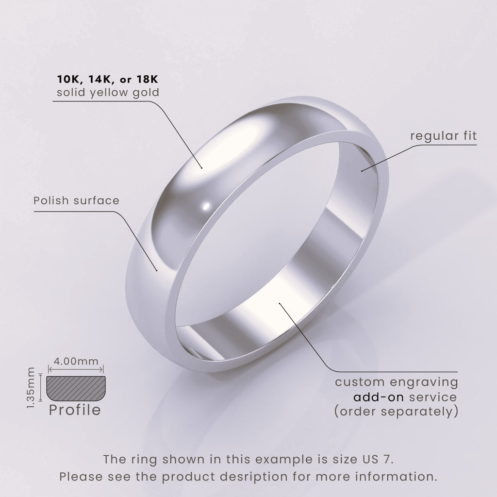 925 Sterling Silver 5mm Classic Dome Ring – Women's Wedding Band, Polished Silver, Comfort Fit