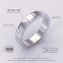 925 Sterling Silver Wedding Band, 6mm Brushed Shiny Beveled Flat Ring, Perfect for Him & Her