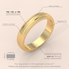 18k 7mm Solid Gold Men's Wedding Band – Matte Brushed Finish with Double Grooved Design | Real Gold Engagement Ring