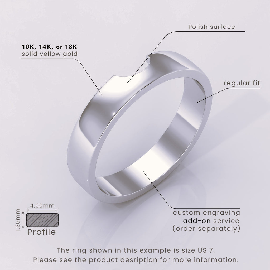 925 Sterling Silver U Shape Curved Wedding Band | Minimalist Thick Silver Ring | Stacking Matching Band & Notched Statement Ring