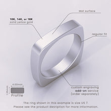 925 Sterling Silver Men's Wedding Band | 6mm Brushed Square Ring | Comfortable Euro Shank Design for Men