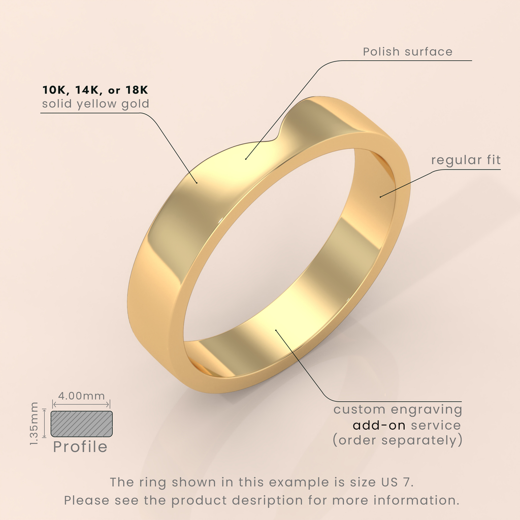 18k Cerys 4mm Gold Chevron Cigar Band – Unique Nesting Design, Cut-Out Wedding Band | Customizable Jewelry for Him & Her
