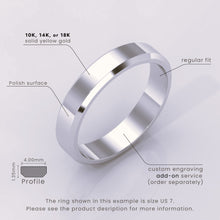 925 Sterling Silver Wedding Band – Beveled-Edge Matte Finish – Classic Simple Ring for Men & Women