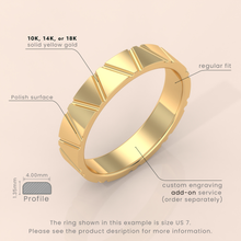 18k Solid Gold Textured Wedding Band – Thin Fluted Stackable Ring, Dainty & Delicate Design, Perfect for Stacking