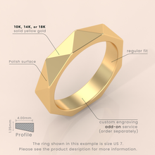 14k Gold Hammered Wedding Band – 3mm Classic Domed Ring for Men & Women – Simple Solid Gold Band