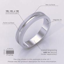 925 Sterling Silver 6mm Men's Wedding Band – Grooved Design, Silver Options in Yellow, White, or Rose – Unique Fancy Accents