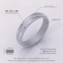 925 Sterling Silver 7mm Brushed Men's Wedding Band – Grooved Modern Style Ring for Him