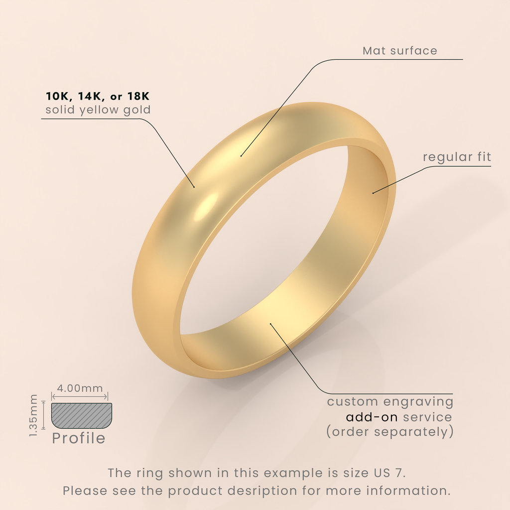 18k 2mm Yellow Gold Bevel Wedding Band – Matte Finish Ring with Beveled Edges for Men & Women | Solid Gold Design