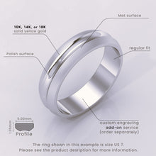 925 Sterling Silver Men's Grooved Wedding Ring | Brushed Silver Wedding Band, Engagement & Anniversary Ring for Him