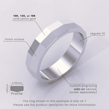 925 Sterling Silver Men's Wedding Band, Classic 6mm Faceted Ring, Simple Solid Silver Wedding Band for Him, Timeless & Elegant Design