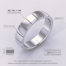 925 Sterling Silver Wedding Band, 6mm Brushed Shiny Beveled Flat Ring, Perfect for Him & Her