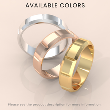 18kt Yellow Gold Wedding Band, 6mm Brushed Men's Ring, Classic Beveled Edge, Simple & Elegant Wedding Band for Him