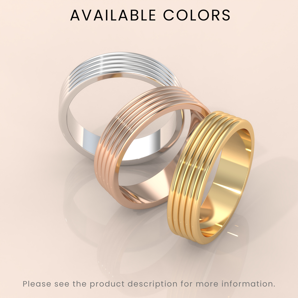 18k Yellow Gold Men’s Wedding Ring – 7.5mm Wide Band with Unique Crafted Design for Your Special Day