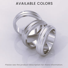 925 Sterling Silver 7mm Men's Wedding Band | Matte Brushed Finish & Double Grooved Design | Real Silver Engagement Ring