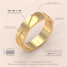 18k Gold Ribbed Band – Thick Plain Stacking Ring, Minimalist Vintage Style Jewelry for Scottie Lovers