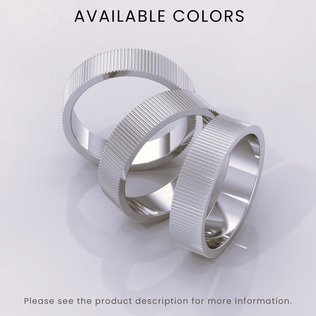 925 Sterling Silver 7mm Men's Wedding Band • Mid-Beveled Ring with Accented Details for Him