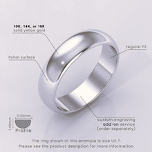 925 Sterling Silver Wedding Band – Polished Dome Classic Ring for Men & Women – Plain Simple Domed Band