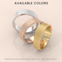 18k Solid Gold Men’s Wedding Band – 7mm Mid-Beveled Ring with Accented Details – Classic Gold Band for Him