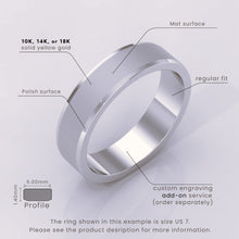 925 Sterling Silver Wedding Band – Beveled Edge Matte Finish – Classic Simple Ring for Men & Women