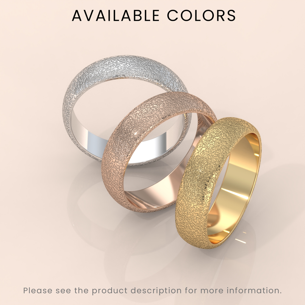 18k 4mm Solid Yellow Gold Domed Wedding Band – Ice-Matte Finish Classic Ring for Men & Women | Simple Plain Design