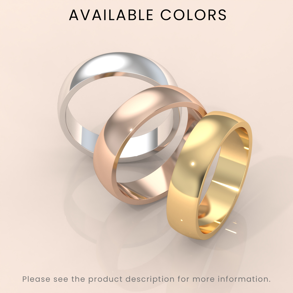 18k Solid Gold Classic Domed Ring – 5mm Women’s Wedding Band in Polished Yellow, White, or Rose Gold – Comfort Fit