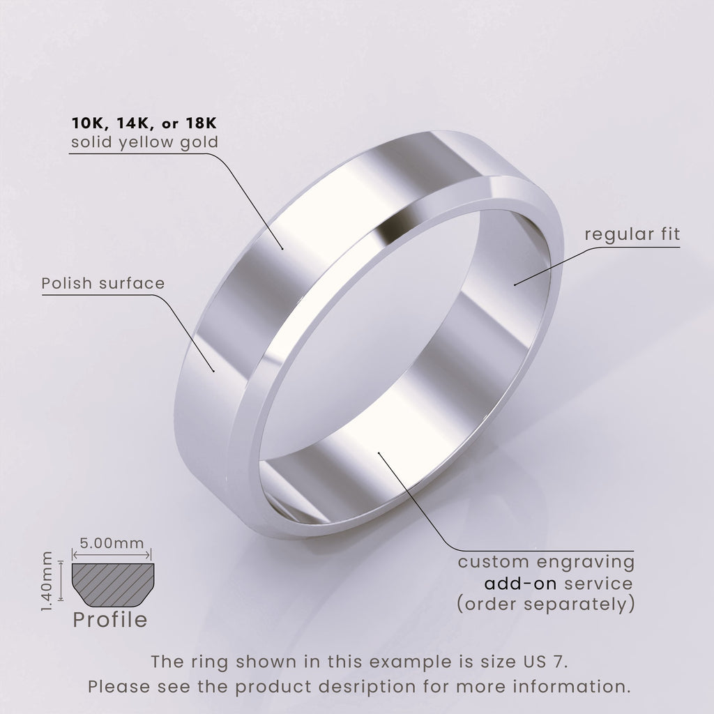 925 Sterling Silver Wedding Band – Beveled Edge Matte Classic Ring for Men & Women – Simple Plain Silver Wedding Band