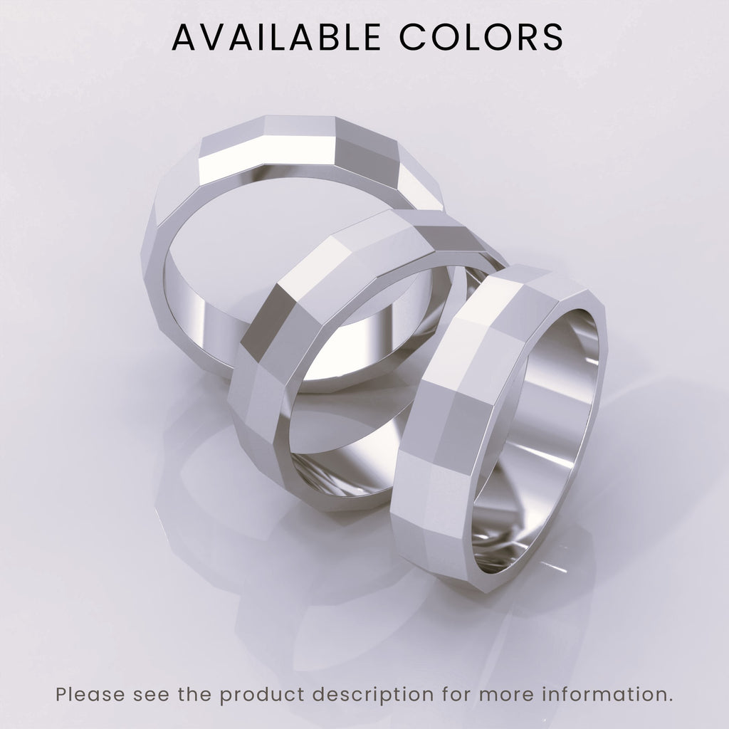 925 Sterling Silver Men's Wedding Band, Classic 6mm Faceted Ring, Simple Solid Silver Wedding Band for Him, Timeless & Elegant Design