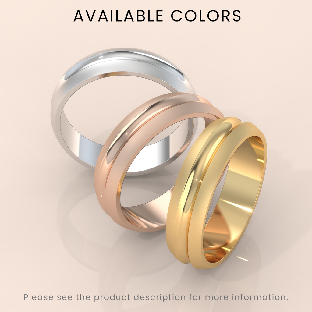 18k Men's Gold Grooved Wedding Ring – Brushed Finish Engagement & Anniversary Band for Him