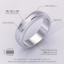 925 Sterling Silver 7mm Men's Wedding Band | Matte Brushed Finish & Double Grooved Design | Real Silver Engagement Ring
