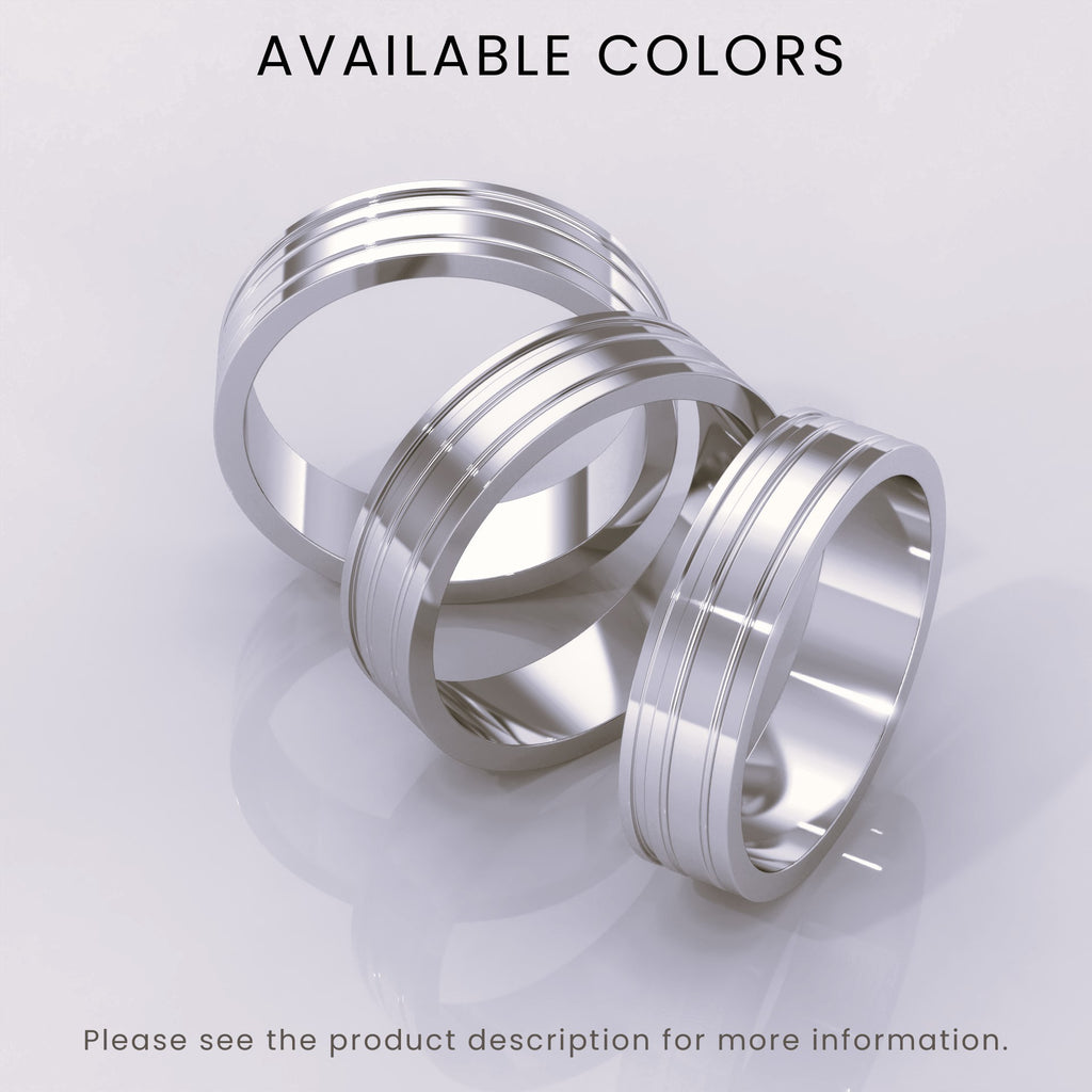 925 Sterling Silver 6mm Men's Wedding Band – Sharp Double Grooves, Classic Solid Silver Wedding Ring, Men's Wedding Anniversary Ring