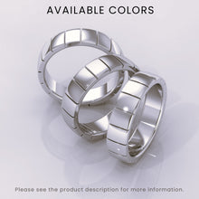 925 Sterling Silver Wedding Band, 6mm Brushed Shiny Beveled Flat Ring, Perfect for Him & Her