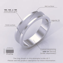 925 Sterling Silver Wedding Band – Comfort Fit Beveled Edge with Free Laser Engraving – 2mm to 7mm Brushed Finish