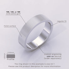 925 Sterling Silver 7mm Men's Wedding Band • Mid-Beveled Ring with Accented Details for Him