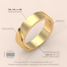 18k 6mm Solid Yellow Gold Infinity Wedding Band – Rustic Men's Ring with Custom Gold Color Options
