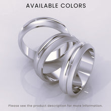 925 Sterling Silver Men's Grooved Wedding Ring | Brushed Silver Wedding Band, Engagement & Anniversary Ring for Him