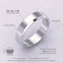 925 Sterling Silver Wedding Band – Beveled Edge Matte Classic Ring for Men & Women – Simple Plain Silver Wedding Band