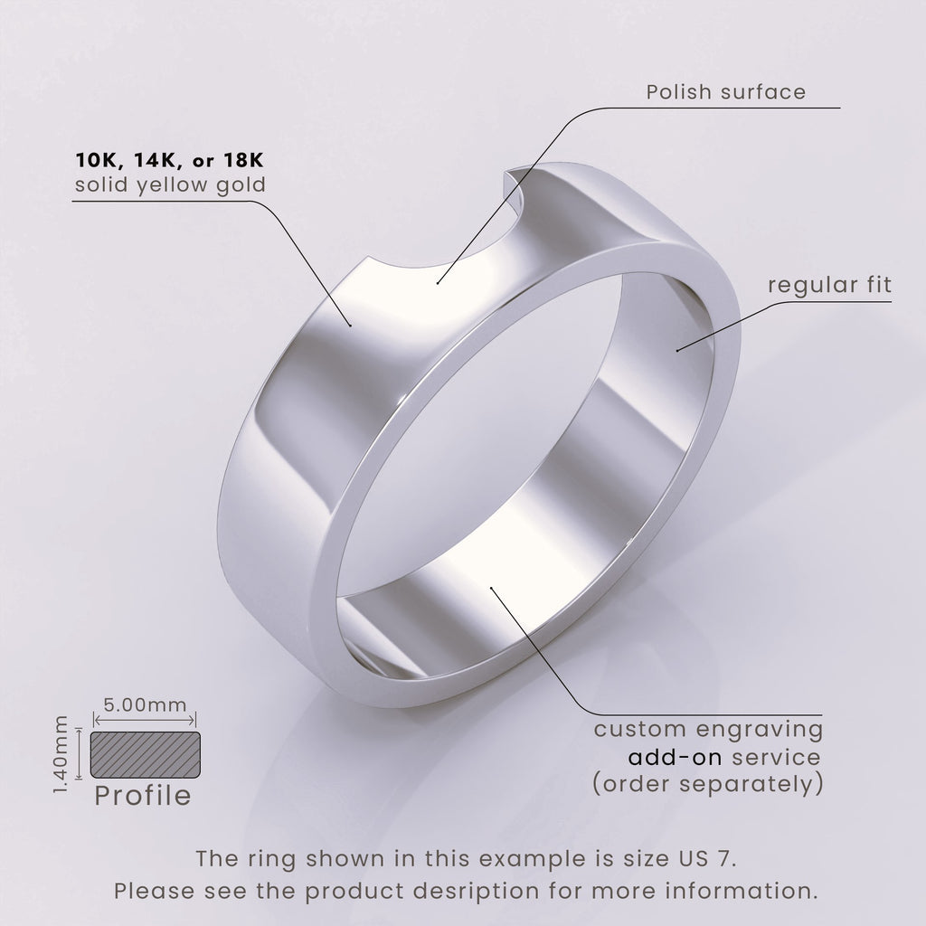 925 Sterling Silver U Shape Curved Wedding Band | Minimalist Thick Silver Ring | Stacking Matching Band & Notched Statement Ring