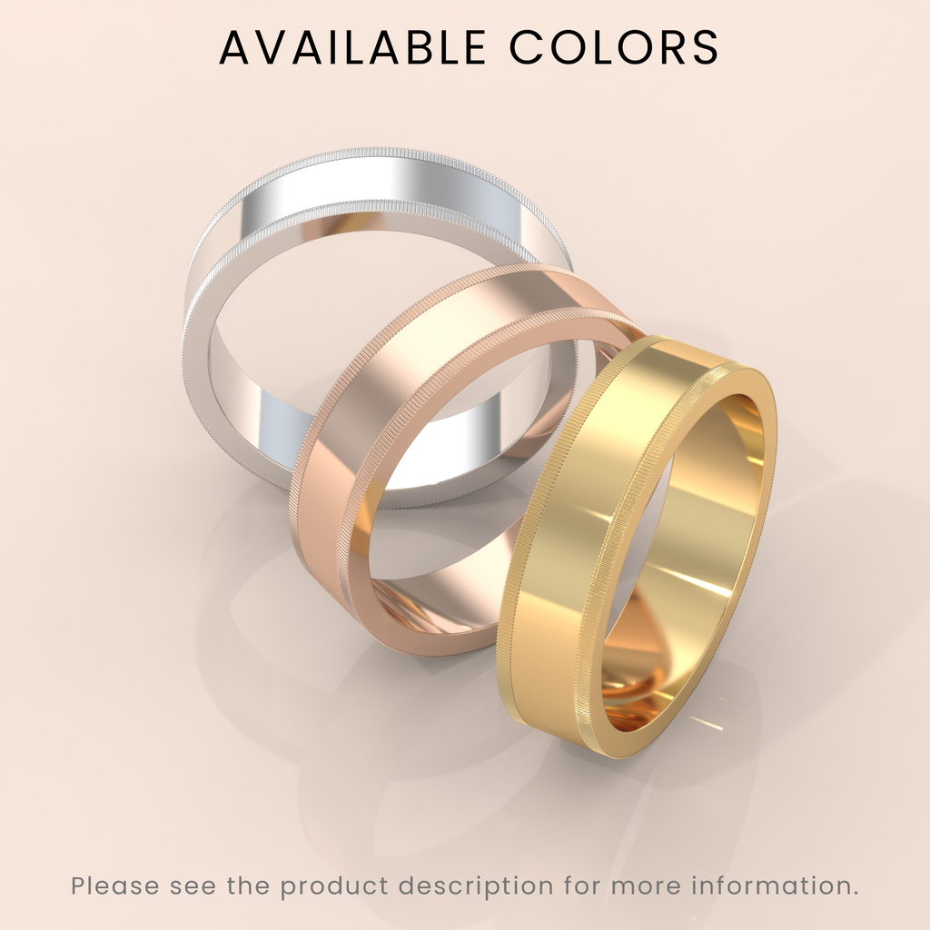 18k 4mm Solid Yellow Gold Wedding Band – Milgrain Comfort Fit Ring for Men & Women | Classic Style with Custom Engraving