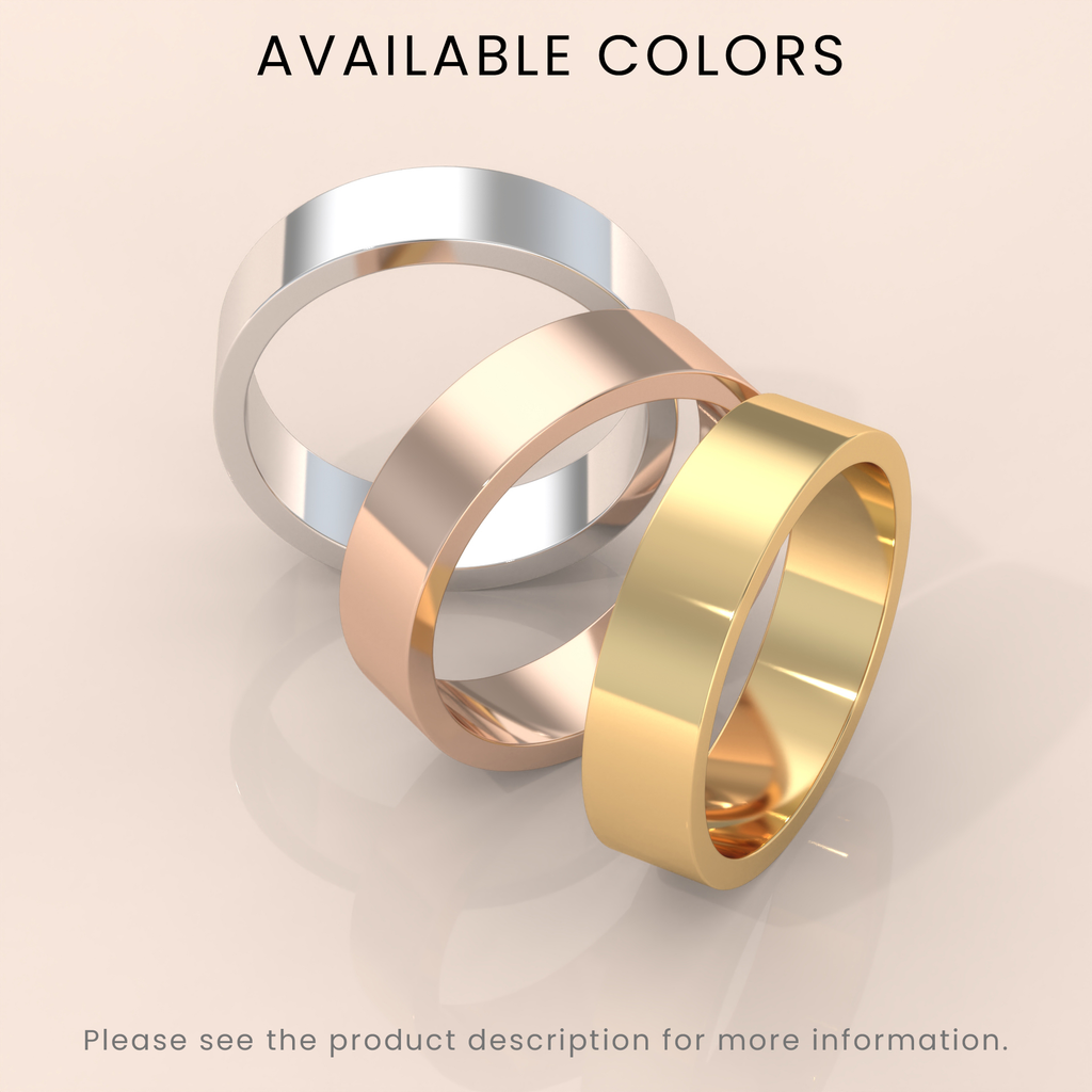 18k Solid Yellow Gold Wedding Band | Flat Matte Classic Ring for Men & Women | Simple Design, Perfect for Weddings