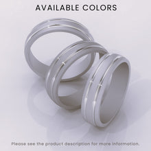 925 Sterling Silver 7mm Brushed Men's Wedding Band – Grooved Modern Style Ring for Him