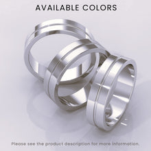 925 Sterling Silver 6mm Grooved Block Men's Wedding Band – Modern & Simple Design Silver Ring
