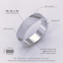925 Sterling Silver 6mm Men's Wedding Band with Diagonal Details | Modern Silver Wedding Ring for Him