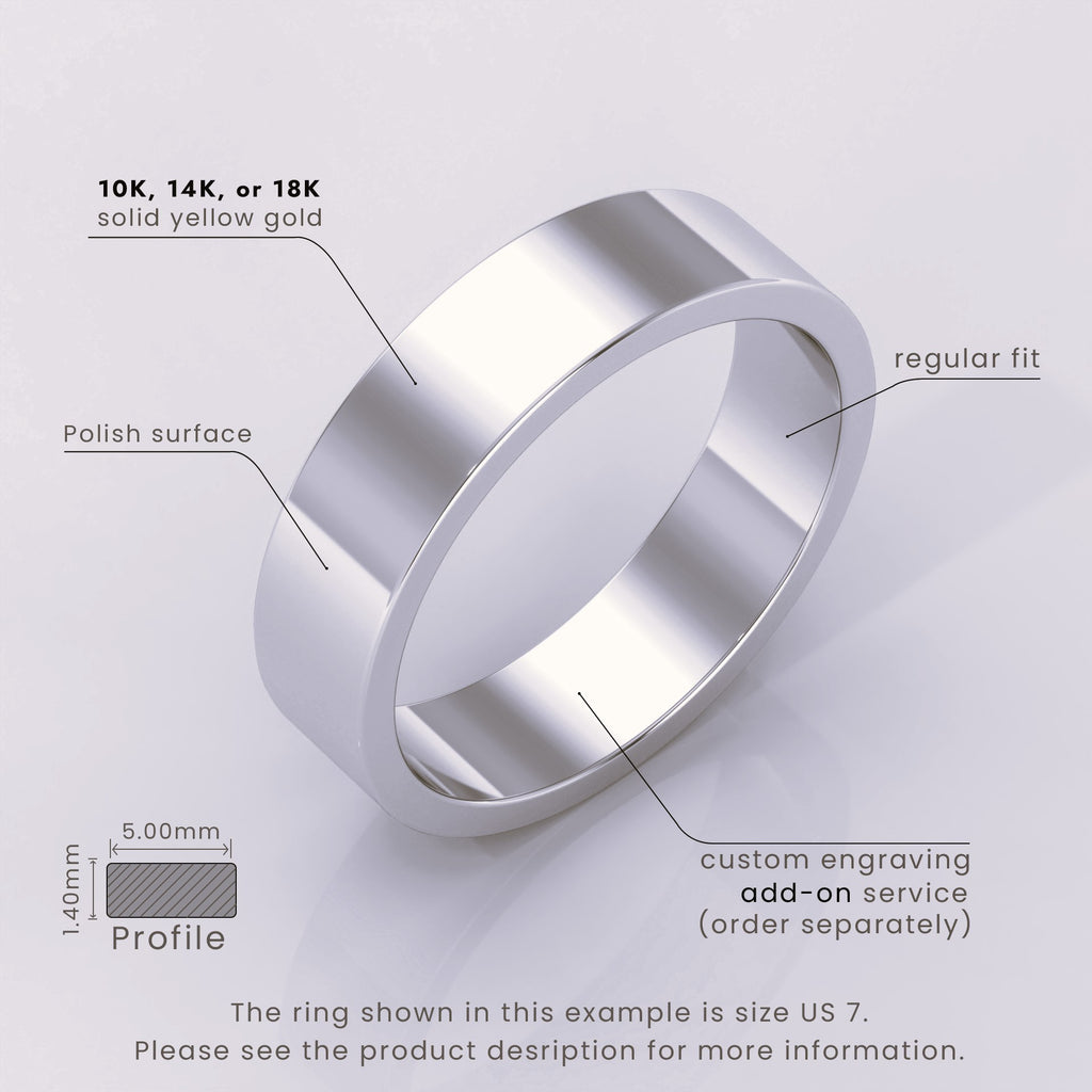 925 Sterling Silver Flat Wedding Band – Matte Finish Classic Ring for Men & Women – Simple Plain Wedding Band