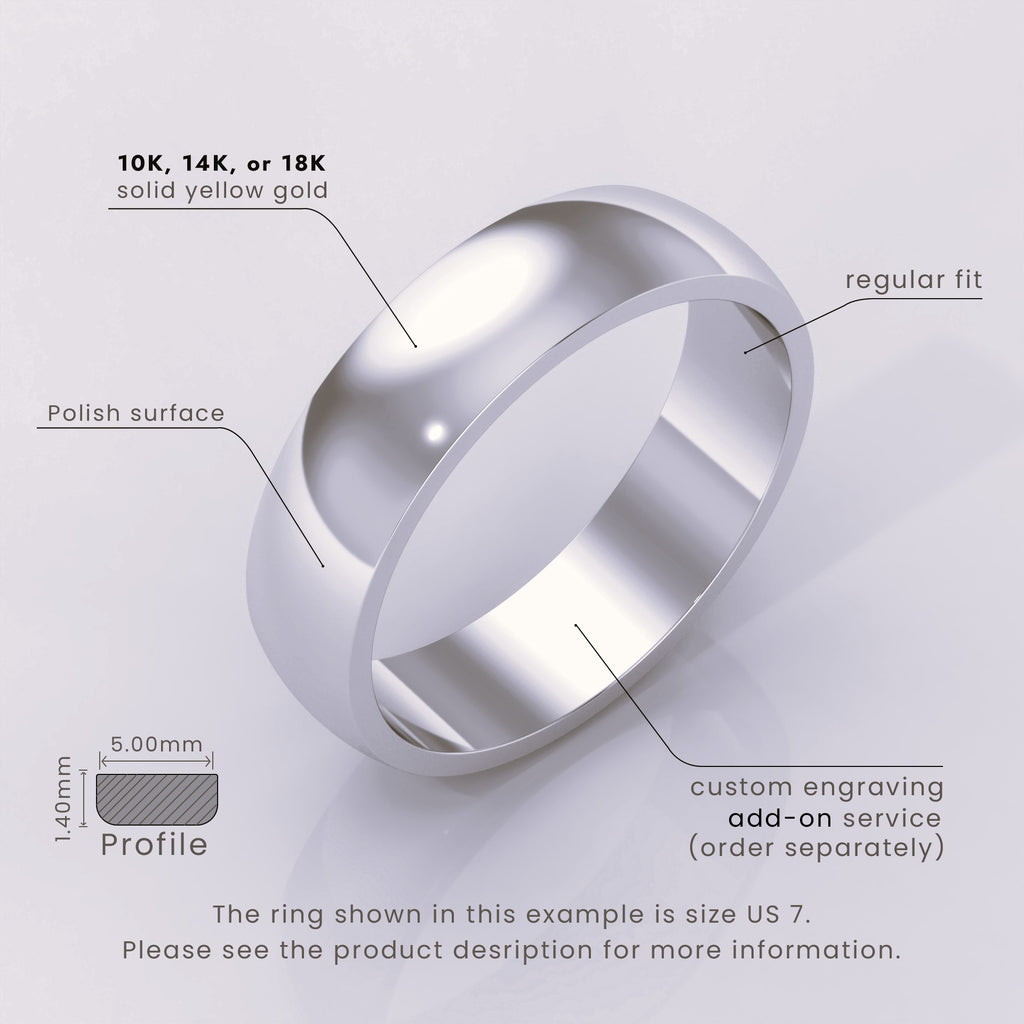925 Sterling Silver Wedding Band – Polished Comfort Fit Classic Ring for Men & Women – Simple Domed Design