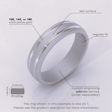 925 Sterling Silver 7mm Brushed Men's Wedding Band – Grooved Modern Style Ring for Him