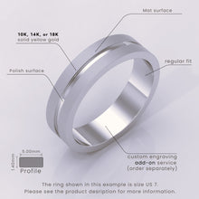 925 Sterling Silver 6mm Men's Wedding Band – Grooved Design, Silver Options in Yellow, White, or Rose – Unique Fancy Accents