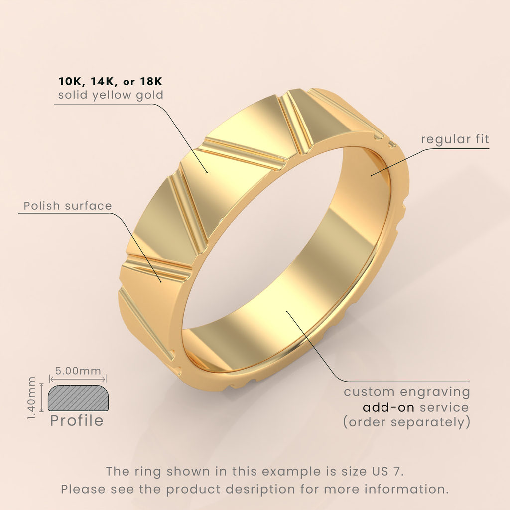 18k Solid Gold Textured Wedding Band – Thin Fluted Stackable Ring, Dainty & Delicate Design, Perfect for Stacking