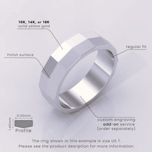 925 Sterling Silver Men's Wedding Band, Classic 6mm Faceted Ring, Simple Solid Silver Wedding Band for Him, Timeless & Elegant Design