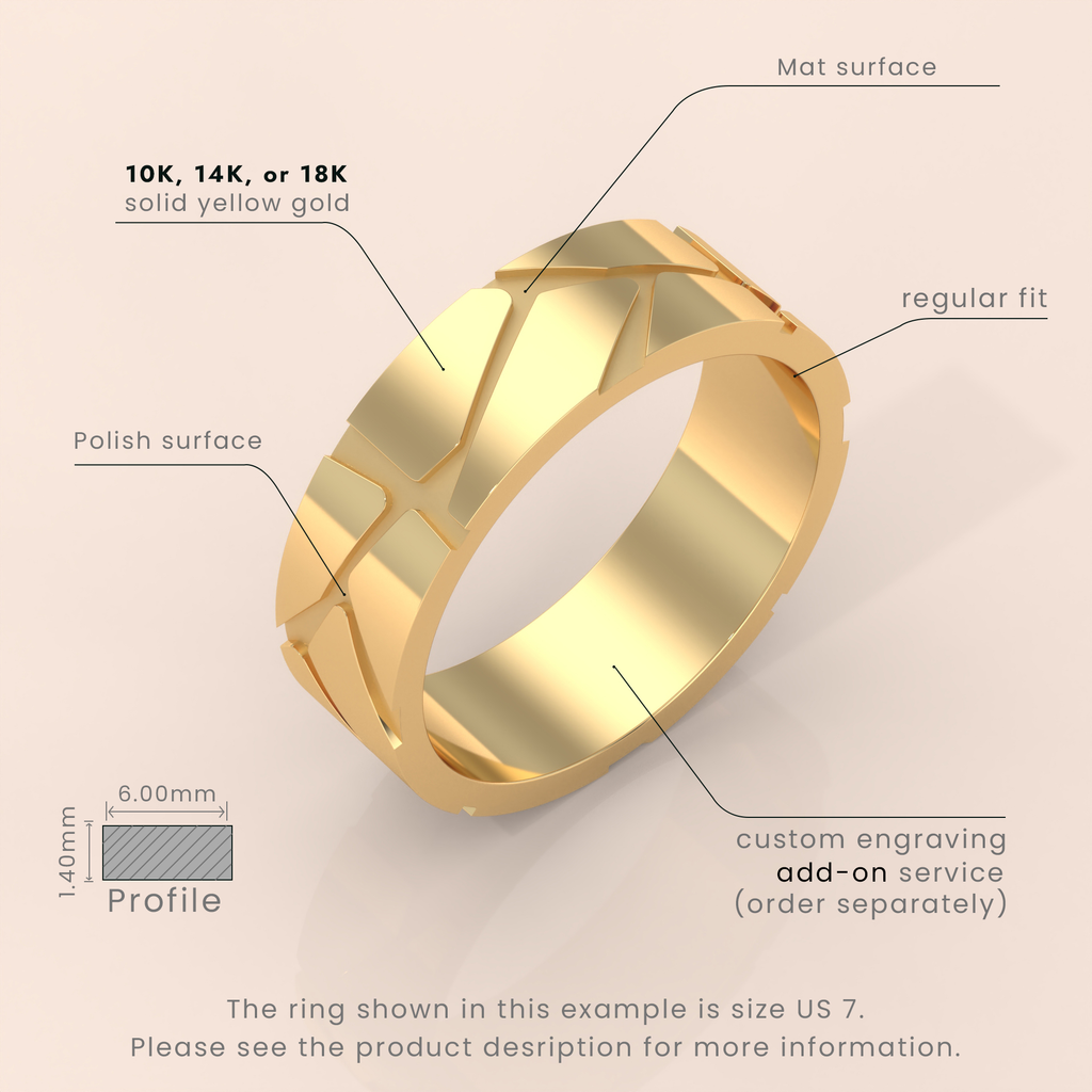 18k Gold Ribbed Band – Thick Plain Stacking Ring, Minimalist Vintage Style Jewelry for Scottie Lovers