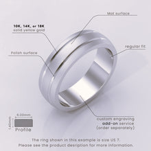 925 Sterling Silver 7mm Men's Wedding Band | Matte Brushed Finish & Double Grooved Design | Real Silver Engagement Ring